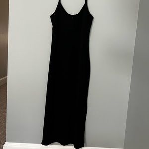 Black formal floor length dress with side slit
